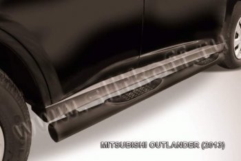 10 749 р. Защита порогов Slitkoff  Mitsubishi Outlander  GF (2012-2014) дорестайлинг (Цвет: серебристый)  с доставкой в г. Санкт‑Петербург. Увеличить фотографию 1