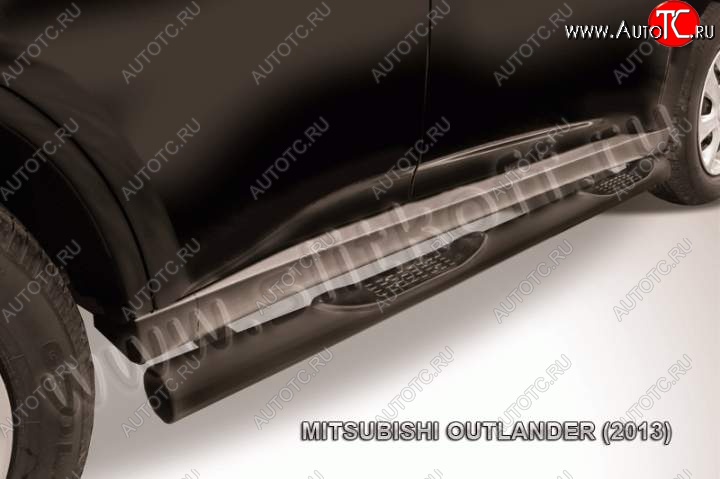 10 749 р. Защита порогов Slitkoff  Mitsubishi Outlander  GF (2012-2014) дорестайлинг (Цвет: серебристый)  с доставкой в г. Санкт‑Петербург