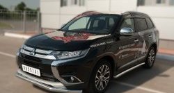 15 299 р. Защита порогов из круглой трубы диаметром 63 мм (рестайлинг) Russtal Mitsubishi Outlander GF 2-ой рестайлинг (2015-2018) (Защита порогов с со скосами на торцах (вариант 1))  с доставкой в г. Санкт‑Петербург. Увеличить фотографию 4