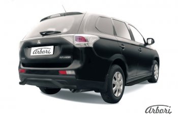 Защита заднего бампера Arbori (волна, черная, 1 труба d57 mm). Mitsubishi Outlander GF дорестайлинг (2012-2014)