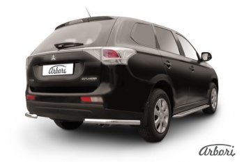 8 909 р. Защита заднего бампера Arbori (уголки, нержавейка, 1 труба d57 mm). Mitsubishi Outlander GF дорестайлинг (2012-2014)  с доставкой в г. Санкт‑Петербург. Увеличить фотографию 1