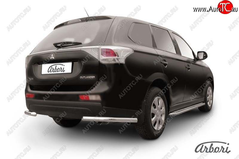 8 909 р. Защита заднего бампера Arbori (уголки, нержавейка, 1 труба d57 mm). Mitsubishi Outlander GF дорестайлинг (2012-2014)  с доставкой в г. Санкт‑Петербург