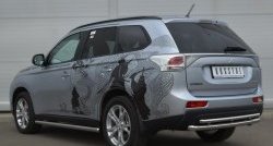 15 999 р. Защита заднего бампера (Ø63 и 42 мм, нержавейка) SLITKOFF  Mitsubishi Outlander  GF (2012-2014) дорестайлинг  с доставкой в г. Санкт‑Петербург. Увеличить фотографию 4