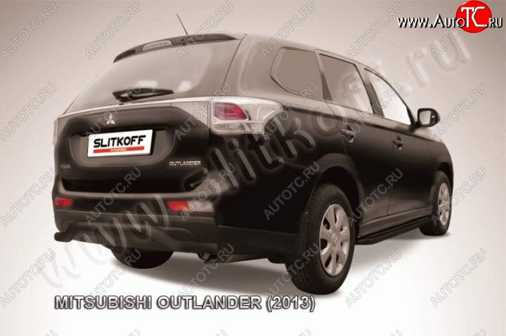 7 249 р. Защита задняя Slitkoff  Mitsubishi Outlander  GF (2012-2014) дорестайлинг (Цвет: серебристый)  с доставкой в г. Санкт‑Петербург