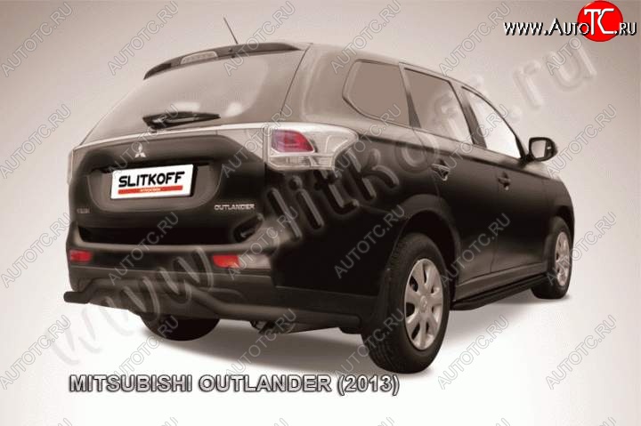 7 999 р. Защита задняя Slitkoff  Mitsubishi Outlander  GF (2012-2014) дорестайлинг (Цвет: серебристый)  с доставкой в г. Санкт‑Петербург