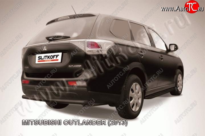 5 499 р. Защита задняя Slitkoff  Mitsubishi Outlander  GF (2012-2014) дорестайлинг (Цвет: серебристый)  с доставкой в г. Санкт‑Петербург