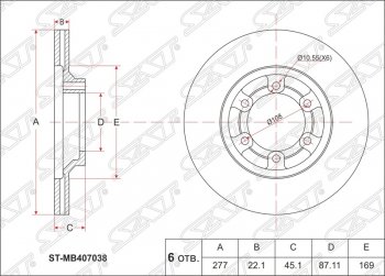 2 499 р. Диск тормозной SAT (передний, d 277)  Mitsubishi Pajero ( 1 L040,  2 V30/V40 5 дв.,  2 V20,  2 V30/V40) (1982-1999) дорестайлинг, дорестайлинг, рестайлинг, рестайлинг  с доставкой в г. Санкт‑Петербург. Увеличить фотографию 1