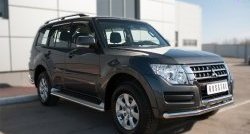 17 749 р. Защита переднего бампера (2 трубыØ63 мм, нержавейка) Russtal Mitsubishi Pajero 4 V90 2-ой рестайлинг (2014-2020)  с доставкой в г. Санкт‑Петербург. Увеличить фотографию 4