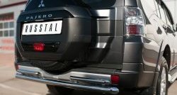 20 849 р. Защита заднего бампера (Ø63 и 42 мм, нержавейка) Russtal Mitsubishi Pajero 4 V90 2-ой рестайлинг (2014-2020)  с доставкой в г. Санкт‑Петербург. Увеличить фотографию 2