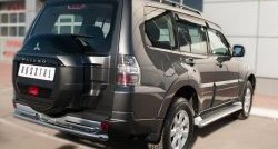 20 849 р. Защита заднего бампера (Ø63 и 42 мм, нержавейка) Russtal Mitsubishi Pajero 4 V90 2-ой рестайлинг (2014-2020)  с доставкой в г. Санкт‑Петербург. Увеличить фотографию 4