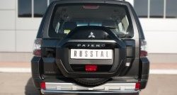 14 599 р. Защита заднего бампера (Ø76 мм, нержавейка) Russtal Mitsubishi Pajero 4 V90 2-ой рестайлинг (2014-2020)  с доставкой в г. Санкт‑Петербург. Увеличить фотографию 1