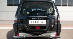 11 999 р. Защита заднего бампера (Ø63 мм уголки, нержавейка) Russtal Mitsubishi Pajero 4 V90 2-ой рестайлинг (2014-2020)  с доставкой в г. Санкт‑Петербург. Увеличить фотографию 1