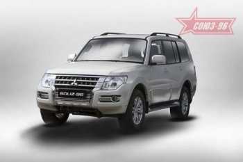 Декоративный элемент воздухозаборника Souz96 нержавеющая сталь Mitsubishi Pajero 4 V90 2-ой рестайлинг (2014-2020)  (Хром загл. d10)