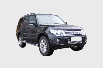 Декоративный элемент воздухозаборника Souz-96 (нержавеющая сталь) Mitsubishi Pajero 4 V90 2-ой рестайлинг (2014-2020)  (Хром d16)