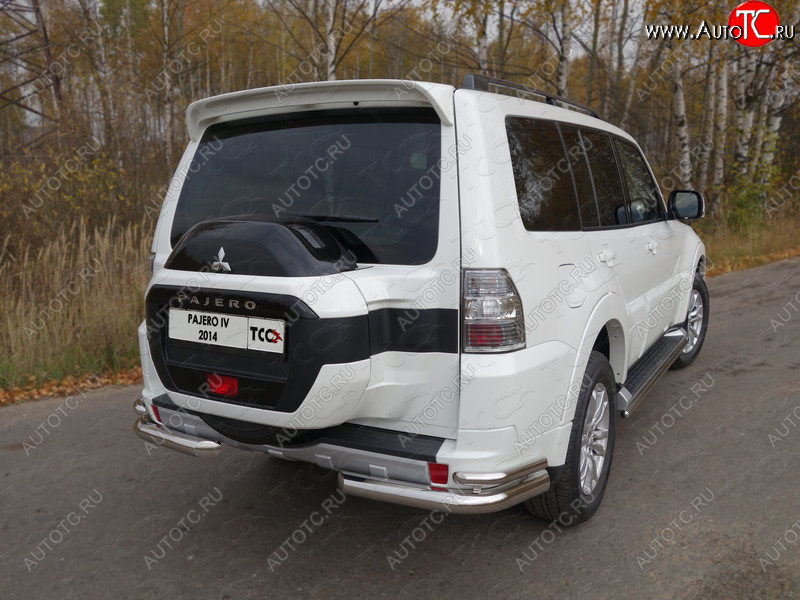 26 699 р. Защита заднего бампера (уголки двойные) ТСС 76,1/42,4 мм  Mitsubishi Pajero  4 V90 (2014-2020) 2-ой рестайлинг  с доставкой в г. Санкт‑Петербург