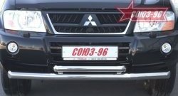 Защита переднего бампера двойная Souz-96 (d76/60) Mitsubishi Pajero 3 V70 дорестайлинг (1999-2003)