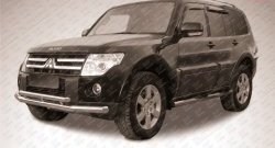 Двойная защита переднего бампера из двух труб диаметром 76 и 57 мм Slitkoff Mitsubishi Pajero 4 V90 1-ый рестайлинг (2011-2015)