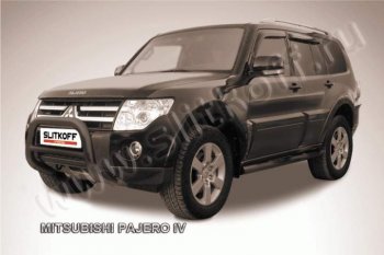 20 449 р. Кенгурятник d76 низкий Mitsubishi Pajero 4 V90 дорестайлинг (2006-2011) (Цвет: серебристый)  с доставкой в г. Санкт‑Петербург. Увеличить фотографию 1