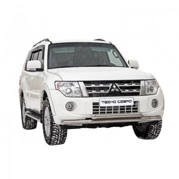 Защита переднего бампера (двойная, d63.5 mm) ТехноСфера (Техно Сфера) Mitsubishi Pajero 4 V90 дорестайлинг (2006-2011)  (Дорестайлинг)