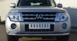 12 499 р. Одинарная защита переднего бампера диаметром 63 мм Russtal Mitsubishi Pajero 4 V90 1-ый рестайлинг (2011-2015)  с доставкой в г. Санкт‑Петербург. Увеличить фотографию 1