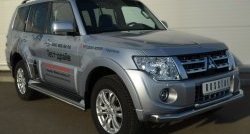 13 349 р. Защита порогов из круглой трубы диаметром 42 мм Russtal Mitsubishi Pajero 4 V90 дорестайлинг (2006-2011) (Защита порогов с со скосами на торцах (вариант 1))  с доставкой в г. Санкт‑Петербург. Увеличить фотографию 7