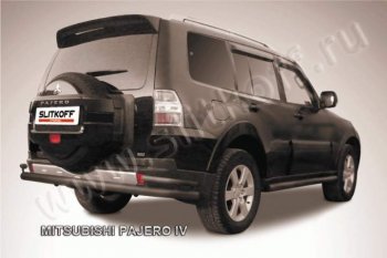 9 799 р. Защита задняя Slitkoff (d76/42) Mitsubishi Pajero 4 V90 2-ой рестайлинг (2014-2020) (Цвет: серебристый)  с доставкой в г. Санкт‑Петербург. Увеличить фотографию 1