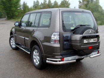 26 699 р. Защита заднего бампера (уголки двойные) ТСС 76,1/42,4 мм  Mitsubishi Pajero  4 V90 (2006-2011) дорестайлинг  с доставкой в г. Санкт‑Петербург. Увеличить фотографию 1