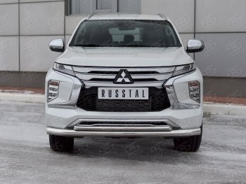 19 799 р. Защита переднего бампера (2 трубы Ø76 и 42 мм, нержавейка) Russtal Mitsubishi Pajero Sport QF рестайлинг (2019-2022)  с доставкой в г. Санкт‑Петербург. Увеличить фотографию 2