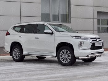 23 999 р. Защита переднего бампера Russtal (Ø63 мм с уголками, нержавейка) Mitsubishi Pajero Sport QF рестайлинг (2019-2022)  с доставкой в г. Санкт‑Петербург. Увеличить фотографию 3