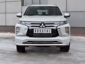 13 549 р. Защита переднего бампера Russtal (Ø63 мм, нержавейка) Mitsubishi Pajero Sport QF рестайлинг (2019-2022)  с доставкой в г. Санкт‑Петербург. Увеличить фотографию 3