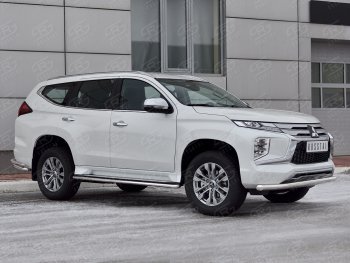 Защита переднего бампера Russtal (Ø63 мм, нержавейка) Mitsubishi Pajero Sport 3 QF рестайлинг (2019-2022)