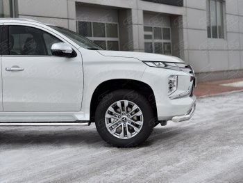 15 649 р. Защита переднего бампера (Ø76 мм, нержавейка) Russtal Mitsubishi Pajero Sport QF рестайлинг (2019-2022)  с доставкой в г. Санкт‑Петербург. Увеличить фотографию 4