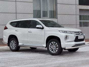 15 649 р. Защита переднего бампера (Ø76 мм, нержавейка) Russtal Mitsubishi Pajero Sport QF рестайлинг (2019-2022)  с доставкой в г. Санкт‑Петербург. Увеличить фотографию 3