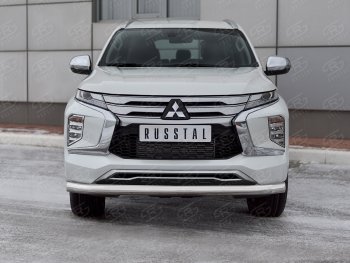 Защита переднего бампера (Ø76 мм, нержавейка) Russtal Mitsubishi Pajero Sport 3 QF рестайлинг (2019-2022)