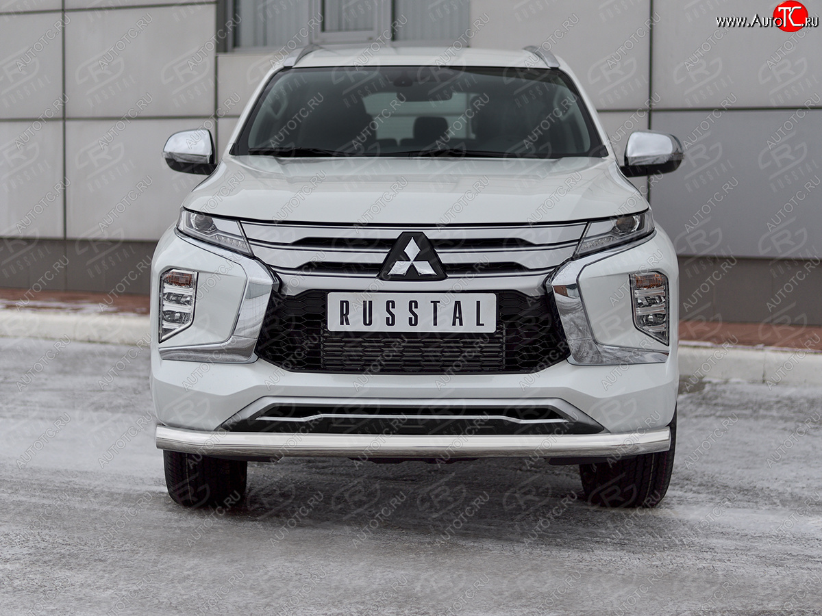 15 649 р. Защита переднего бампера (Ø76 мм, нержавейка) Russtal Mitsubishi Pajero Sport QF рестайлинг (2019-2022)  с доставкой в г. Санкт‑Петербург