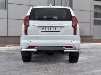 17 999 р. Защита заднего бампера (Ø63 мм уголки, нержавейка) SLITKOFF Mitsubishi Pajero Sport QF рестайлинг (2019-2022)  с доставкой в г. Санкт‑Петербург. Увеличить фотографию 4