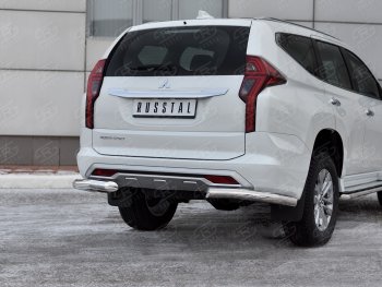 17 699 р. Защита заднего бампера (Ø76 мм уголки, нержавейка) Mitsubishi Pajero Sport QF рестайлинг (2019-2022)  с доставкой в г. Санкт‑Петербург. Увеличить фотографию 4