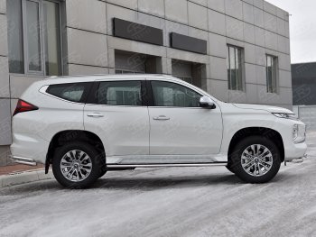 13 349 р. Защита порогов на Russtal (Ø42 мм) Mitsubishi Pajero Sport QF рестайлинг (2019-2022) (полированная нержавейка)  с доставкой в г. Санкт‑Петербург. Увеличить фотографию 3