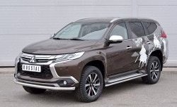 11 999 р. Защита переднего бампера (Ø63 мм, нержавейка) Russtal Mitsubishi Pajero Sport QE дорестайлинг (2015-2021)  с доставкой в г. Санкт‑Петербург. Увеличить фотографию 2