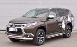 16 999 р. Защита переднего бампера (2 трубыØ63 мм, нержавейка) Russtal Mitsubishi Pajero Sport QE дорестайлинг (2015-2021)  с доставкой в г. Санкт‑Петербург. Увеличить фотографию 2