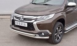 16 999 р. Защита переднего бампера (2 трубыØ63 мм, нержавейка) Russtal Mitsubishi Pajero Sport QE дорестайлинг (2015-2021)  с доставкой в г. Санкт‑Петербург. Увеличить фотографию 3