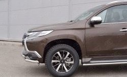 16 999 р. Защита переднего бампера (2 трубыØ63 мм, нержавейка) Russtal Mitsubishi Pajero Sport QE дорестайлинг (2015-2021)  с доставкой в г. Санкт‑Петербург. Увеличить фотографию 4