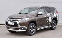 12 999 р. Защита переднего бампера (Ø76 мм, нержавейка) Russtal Mitsubishi Pajero Sport QE дорестайлинг (2015-2021)  с доставкой в г. Санкт‑Петербург. Увеличить фотографию 2