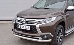 12 999 р. Защита переднего бампера (Ø76 мм, нержавейка) Russtal Mitsubishi Pajero Sport QE дорестайлинг (2015-2021)  с доставкой в г. Санкт‑Петербург. Увеличить фотографию 3