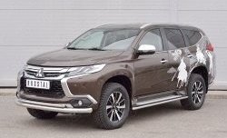 18 799 р. Защита переднего бампера (2 трубыØ76 и 42 мм, нержавейка) Russtal Mitsubishi Pajero Sport QE дорестайлинг (2015-2021)  с доставкой в г. Санкт‑Петербург. Увеличить фотографию 2