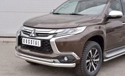 18 799 р. Защита переднего бампера (2 трубыØ76 и 42 мм, нержавейка) Russtal Mitsubishi Pajero Sport QE дорестайлинг (2015-2021)  с доставкой в г. Санкт‑Петербург. Увеличить фотографию 3