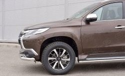 18 799 р. Защита переднего бампера (2 трубыØ76 и 42 мм, нержавейка) Russtal Mitsubishi Pajero Sport QE дорестайлинг (2015-2021)  с доставкой в г. Санкт‑Петербург. Увеличить фотографию 4