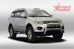 Защита переднего бампера Souz-96 (d76) Mitsubishi Pajero Sport 3 QE дорестайлинг (2015-2021)