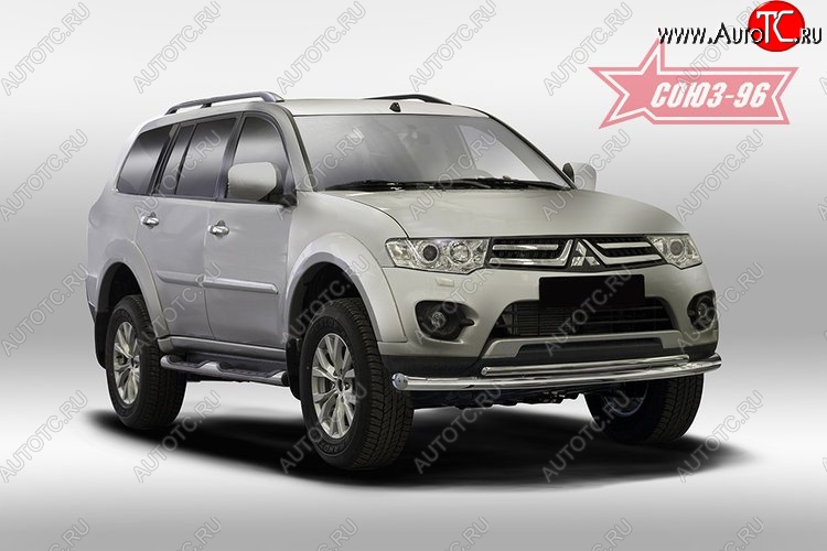 15 389 р. Защита переднего бампера двойная Souz-96 (d76/42) Mitsubishi Pajero Sport QE дорестайлинг (2015-2021)  с доставкой в г. Санкт‑Петербург