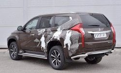 16 999 р. Защита заднего бампера (Ø63 мм уголки, нержавейка) SLITKOFF Mitsubishi Pajero Sport QE дорестайлинг (2015-2021)  с доставкой в г. Санкт‑Петербург. Увеличить фотографию 2